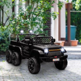 Carro elétrico para crianças, buggy elétrico para crianças, 2 motores, 12 V, 3 velocidades, reboque traseiro, 122 L x 62,5 L x 65 A cm, preto FR