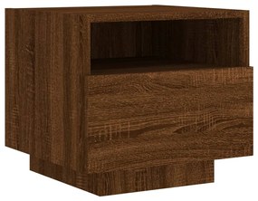 Mesa de cabeceira c/ luzes LED 40x39x37 cm carvalho castanho