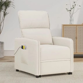 vidaXL Poltrona elevatória de massagens tecido de microfibra bege