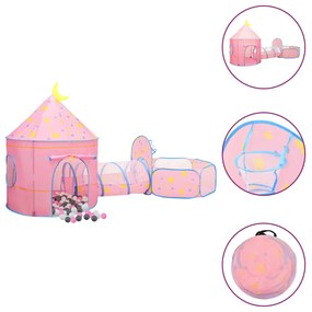 3107738 vidaXL Tenda de brincar infantil com 250 bolas 301x120x128 cm rosa