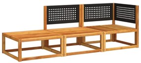 3 pcs conjunto de sofás de jardim com almofadões acácia maciça