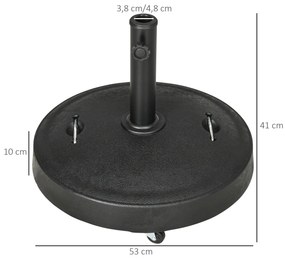 Base para Chapéu de Sol de Resina 23,5 kg com Rodas e Alça Retrátil Ba