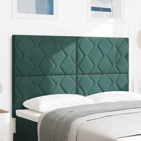 Cabeceira LED Design Blocos de Diamante Verde Escuro 144 cm