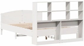 Cama com estante sem colchão 120x190 cm pinho maciço branco