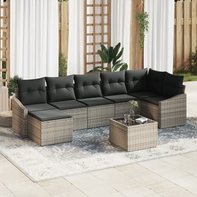 Conjunto de Jantar de 7 Peças para Jardim com Almofadas em Polirattan