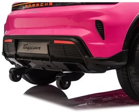 Carro elétrico infantil 24v Porsche Taycan - Turbo S, 2 lugares, Pneus de borracha, assento em couro sintético Rosa