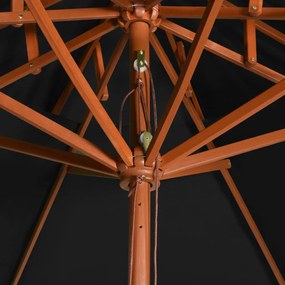 Guarda-sol c/ 2 coberturas mastro em madeira 270 cm preto