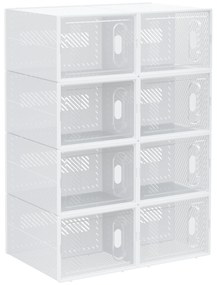 HOMCOM Armário Modular de Plástico Sapateira Modular com 8 Cubos Portas Magnéticas Organizador de Sapatos para Entrada Corredor Dormitório 25x35x19cm Transparente