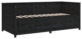 Sofá-cama 75x190 cm madeira de pinho maciça preto