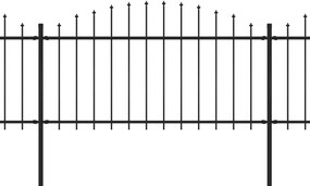 Cerca de jardim com topo em lanças (1,25-1,5)x5,1 m aço preto