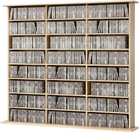 Móvel de arrumação 145 (L) x 24 (P) x 126,3 (A) cm para 1032 CDs / 594 DVDs, estante multimédia, 24 compartimentos e 18 prateleiras ajustáveis, cor ca