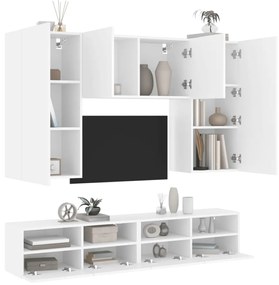 vidaXL 5 pcs móveis de parede p/ TV derivados de madeira branco