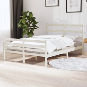 Estrutura de cama dupla pequena 120x190 cm pinho maciço branco