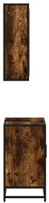2 pcs conj. móveis casa de banho derivados madeira cor fumado