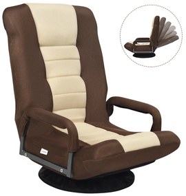Sofá-cadeira rebatível ajustável em 6 posições com base giratória de 360° para ler e relaxar  61-87 x 55 x 75 cm Castanho