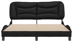 Estrutura cama c/ cabeceira 160x200 cm couro artificial preto