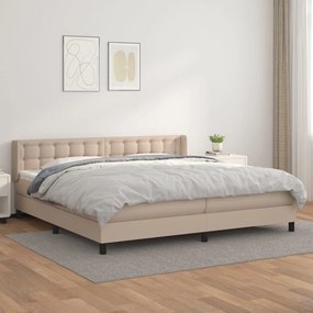 vidaXL Cama com molas/colchão 200x200 cm couro artificial cappuccino