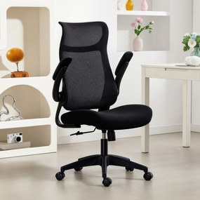 Cadeira de Escritório Ergonómica com Suporte Lombar e Apoios de Braços 3D Dobráveis Função de Basculante 64x65x108-118 cm Preto