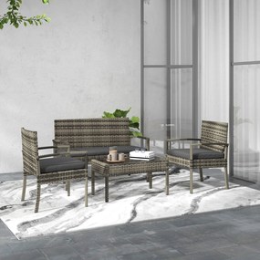 Conjunto de Jardim/Refeição “Siena” 4 Peças em Vime Sintético – Sofá,