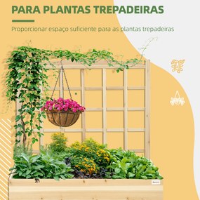Floreira de Madeira com Treliça Horta Vertical para Cultivos de Verduras Flores Plantas 110x116x120 cm Madeira