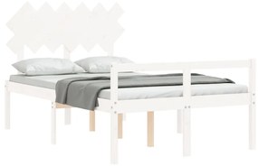 Estrutura de cama com cabeceira 120x200cm madeira maciça branco