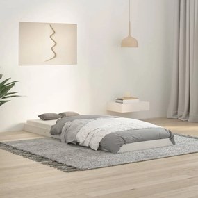 vidaXL Estrutura cama de solteiro pequena 75x190cm pinho maciço branco