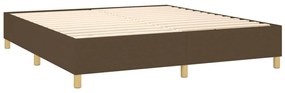 Cama box spring c/ colchão/LED 160x200cm tecido castanho-escuro