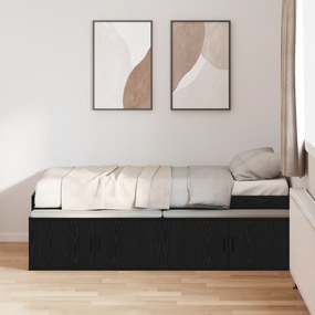 Estrutura de Cama de Armazenamento Carvalho Preto 75x190 cm