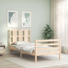 vidaXL Estrutura de cama com cabeceira 90x200 cm madeira maciça