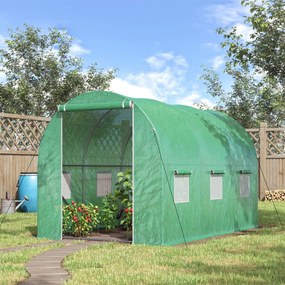 Estufa de jardim em forma de túnel, área útil de 6 m², 3 m (C) x 2 m (L) x 2 m (A), estrutura tubular reforçada, porta com fecho de correr, 6 janelas