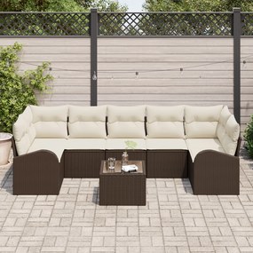 Conjunto de Sofás de Jardim vidaXL de 8 Peças com Almofadas Castanho R