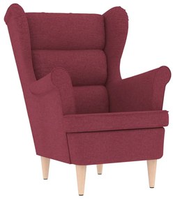 Poltrona com apoio de pés tecido vermelho tinto