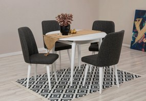Conjunto de Mesa de Jantar Extensível e Cadeiras Vina – Branco Antraci