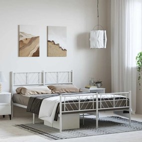 Estrutura de cama com cabeceira e pés 150x200 cm metal branco