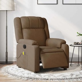 vidaXL Poltrona de massagens reclinável elétrica tecido castanho
