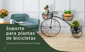 Floreira Suporte vasos Bicicleta estilo parisiense com 3 Cestos Ocos Decorativos para uso interior e exterior Preto