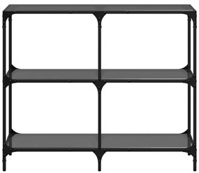 Mesa consola com tampo em vidro preto 98x30x81 cm aço