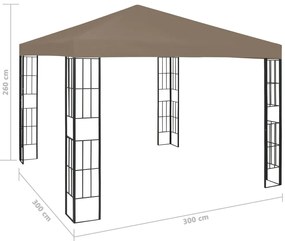 Gazebo 3x3 m cinzento-acastanhado
