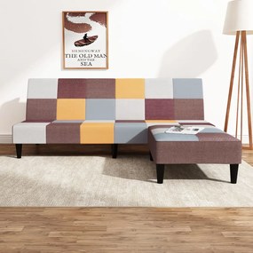 3080659 vidaXL Sofá-cama de 2 lugares com apoio de pés tecido multicolorido