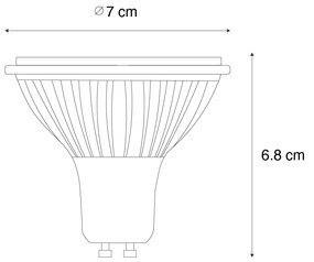 Conjunto de 5 Lâmpada LED regulável GU10 70mm 6.5W 600LM 4000K