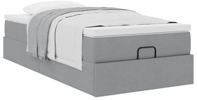 Estrutura cama otomana colchão 90x190 cm tecido cinzento claro