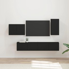 vidaXL Conjunto de Gabinete de Parede para TV 4 pcs Preto