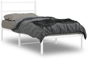 vidaXL Estrutura de cama com cabeceira 90x200 cm metal branco