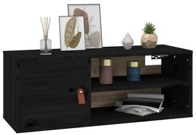 Armários de parede 2 pcs 80x30x30 cm pinho maciço preto