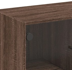 Armário de apoio c/ portas vidro 68x37x75,5cm carvalho castanho