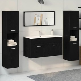 vidaXL Conjunto de Móveis Pra Banheiro com porta 4 pcs Carvalho Preto