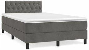 Cama boxspring com colchão 120x190 cm veludo cinzento-escuro