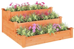 Canteiro elevado de jardim 120x120x56cm abeto maciço castanho