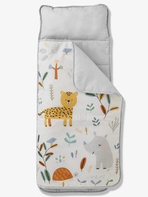 Saco-cama em poliéster, com almofada integrada, tema Jungle paradise branco claro liso com motivo