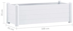 Canteiro elevado para jardim PP 100x43x35 cm branco